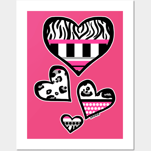 Hot Pink Y2K Busy Stripes Wall Art by Jan Grackle